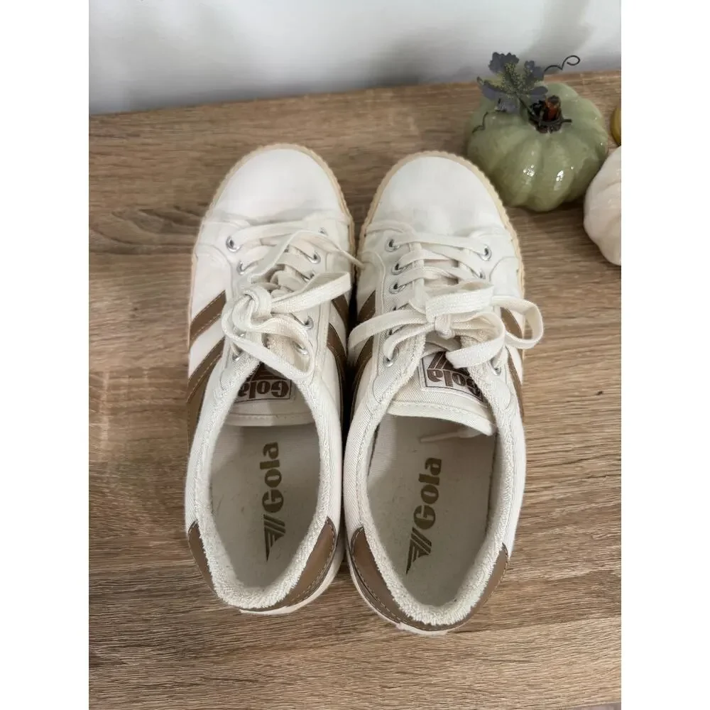 Gola Tennis Mark Cox Canvas Sneakers Brown White Casual